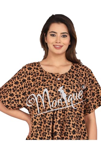 Image of Monique Brand 100% Pure Cotton Nighty for Woman | Floral Gown for Women Night Wear | Cotton Nighty for Women Stylish | Maxi for Women Cotton