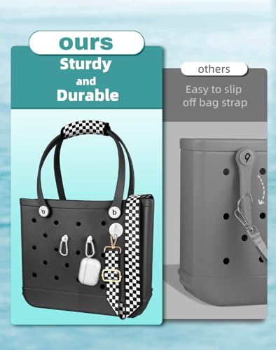 Bag Strap Crossbody Charms for Bogg Bag Accessories - Shoulder Strap Neoprene Luggage Handle Wrap for Suitcases & 2 Key Holders Checkered4