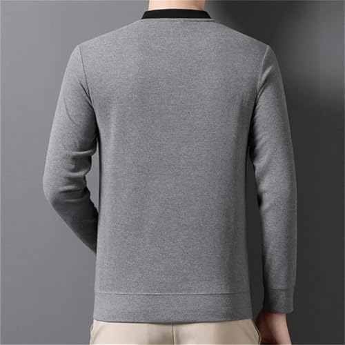 Men's Spring Fall Patchwork O-Neck Knit Pullovers Warm Knitted Sweater Pocket Tops 6
