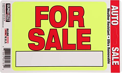 Image of Sunburst Systems 5135 for Sale Decal, Ultra-Removable Window Sticker, 6.5 inch x 4.5 inch (Pack of 2)
