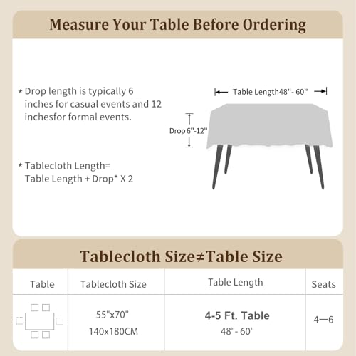 Laolitou Rustic Tablecloth Cotton Linen Waterproof Tablecloths Burlap Table Cloths for Kitchen Dining Cloth Table Cloth for Rectangle Tables Light Grey Stripes Rectangle,55''x70'',4-6 Seats