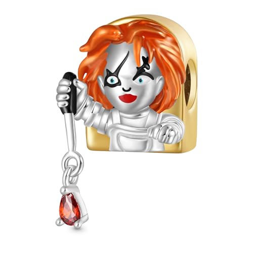GNOCE Chucky Pendant Dangle Charm Bracelet for Women, S925 Sterling Silver Dangle Charms for Women Wife, Valentine‘s Day, Mother’s Day Jewelry