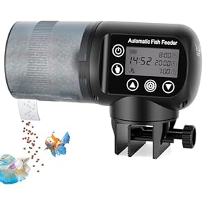AQQA Automatic Fish Feeder, Auto Fish Feeder with LCD Timer Programmable, 200ML Large Capacity Aquarium Auto Feeder Moisture-Proof Silent, Vacation Fish Feeder for Small Tank Betta Fish Turtle
