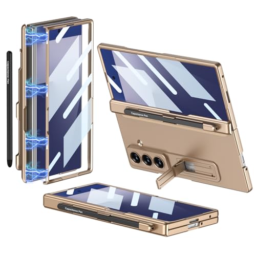 Coque Samsung Z Fold 7 5G dorée idéale pour travailler et voyager avec votre stylo