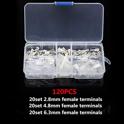 120/270Pcs 2.8/4.8/6.3mm End Spring Cold-Press Insulated Terminal Block Wire&Cable Connector Spade Terminal Kit Box(Gray)