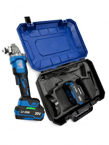 Image of Cordless Angle Grinder 4 Inch, 20V Brushless Motor, 8500 RPM, 100 mm Disc, 2 Li-Ion Batteries |3-Speed (5000 /7000 /9000 RPM)|Lightweight- Ideal for Cutting, Grinding, and Polishing