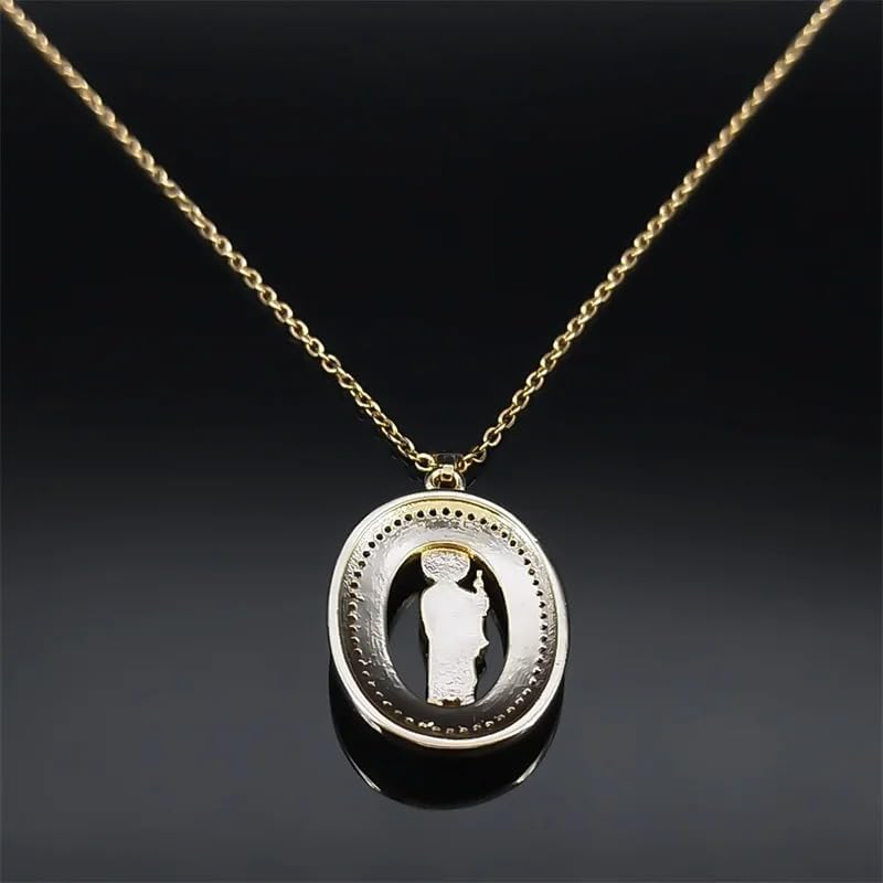 Miniatura 4 de Collar con colgante de San Judas de oro amarillo de 14 quilates, colgante de Tadeo Saint Judas, cadena de san judas tadeo para hombre, colgantes de