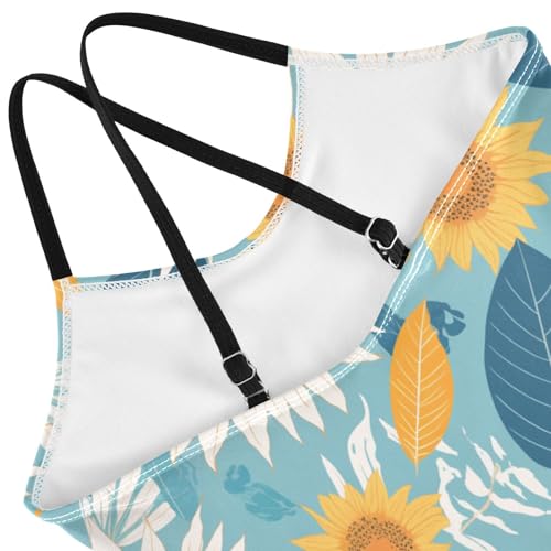 Boho Style Sunflowers Kids Girls 1 Piece Bathing Suit Summer Swimwear Adjustable Shoulder Strap Quick-Dry4