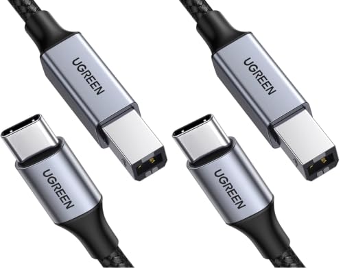 Image of UGREEN USB-B to USB-C Cable 10FT, Nylon Braided for Printer & MIDI (Pack of 2)