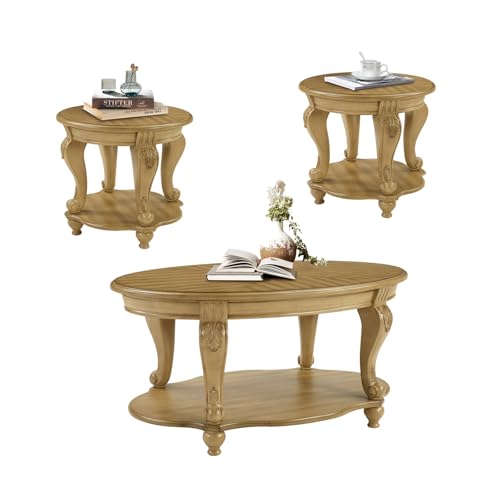 LKTART 3-Piece Coffee Table Set, Coffee Table and Round End