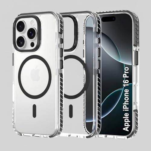 Image of Zapcase Crystal Clear Back case for iPhone 16 Pro | PC Back | TPU Bumper with Inner Rubber Grip | Metal Camera Guard Bezel | Metal Buttons | Scratch Resistant Cover | 2 Layer Edge Protection | Black