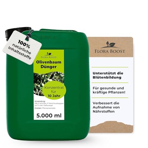 Flora Boost Olivenbaum Dünger Flora Boost 5000ml I Für bis zu 1000L Gießwasser I Langzeitdünger für verbesserte Blütenbildung I Flüssiger Blatt- & Wurzeldünger I 100% natürlicher Pflanzendünger