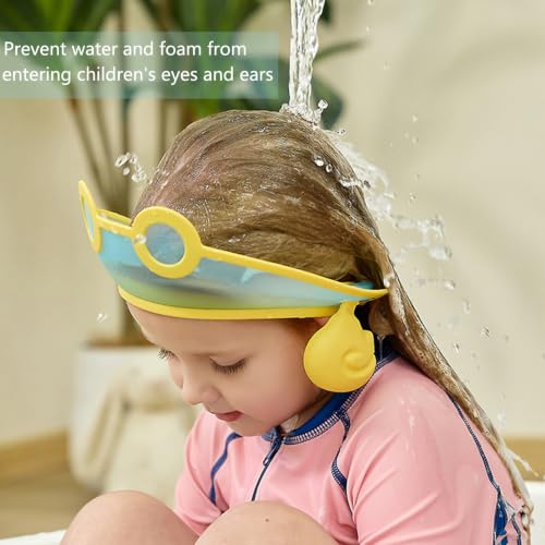 Image of Baby Shower Cap Washing Hair Visor Shield Kids Bath Shampoo hat Toddler Prevents Water from Pooling in Face (Blue pilot)