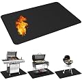 Protebox Fireproof Grill Mat, Outdoor Under Grill Mats for Deck Protector, 48 x 30 inch Heat Resistance BBQ Pad, Protects Floors Decks Patios from Sparks Embers Hot Oil, Gloss Black