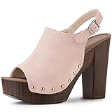 Allegra K Women's Slingback Platform Dust Pink Chunky Heel Sandals - 6.5 M US