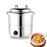 Kurflo スープウォーマー 13L 電気式スープウォーマー 業務用 食品用スープ釜ウォーマー 保温温度調整 ステンレス鋼 スープジャー スープ保温鍋 保温ジャー 湯煎式 大容量味噌汁 鍋 業務用スープジャー お粥 カレー ビュッフェ レストラン キッチン用品 業務用 家庭用