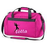 Sac de sport personnalisé avec nom imprimé pour enfants | Personnalisable avec motif de handball | Sac de voyage Duffle pour filles et garçons | Joueur de handball sportif, rose bonbon