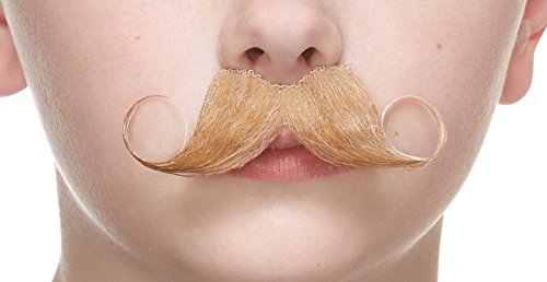 Mustaches Self Adhesive Detective Fake Mustache for Kids, Novelty, Small False Facial Hair, Costume Accessory for Children, Blond Color