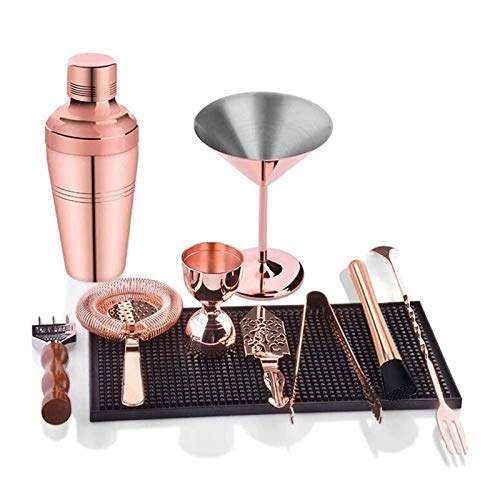 Set profesional coctelera de acero inoxidable 17 oz dorado miniatura 1