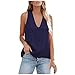 Produktbild Lazzboy Tanktops Tops Damen ärmellose Frauen V-Ausschnitt Einfarbig Gekreuzt Zurück Lässig Hemden Sommer Oberteile Bluse Shirt Mit Trägern Weste(Marine,XL)