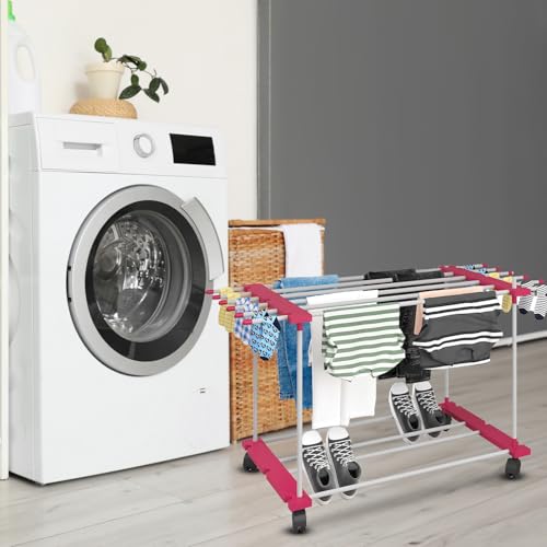 Image of ZOLMIX Foldable Premium SS Steel Pipe Heavy Duty Carry Weight Till 20 Kgs, 48 Drying Rails, Cloth Drying Stand| Clothes Stand for Drying| Cloth Stand| Clothes Dryer| Laundry Racks (1 Layer)