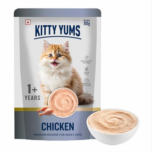 Image of Kitty Yums Adult Cat Wet Mousse 80g | Chicken | Rich in Protein | Promotes Hydration & Easy to Digest | Grain Free | No Artificial Flavours | Packed with Essential Vitamins & Antioxidants