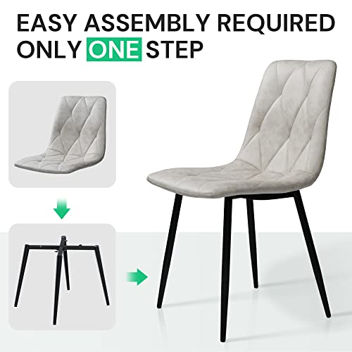 Sunsgrove Set Of 4 Retro Kitchen Dining Chairs With Upholstered Cushion And High Backrest, Matte Faux Leather Suede Chairs For Dining Room, Living Room, Bedroom Side Chairs (Light Grey) #TOP6