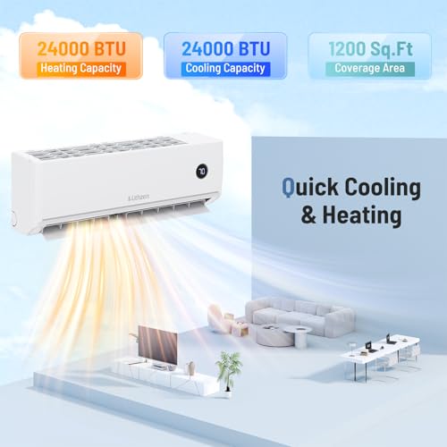Image of 24000 BTU Mini Split Air Conditioner & Heater | 208 /230V 18.1 SEER2 Wifi Enabled Inverter Ductless AC & 2 Ton Heat Pump System, Works with Alexa, Cools Up to 1200 Sq. Ft