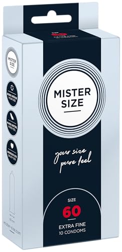 MISTER SIZE Kondome – Extra Dünn & Hauchzart – Gefühlsecht & Extra Feucht – Perfekte Passform – Aus Naturkautschuk-Latex für Natürliches Gefühl & Höchste Sicherheit (10er Pack, 60mm) MISTER SIZE Kondome – Extra Dünn & Hauchzart – Gefühlsecht & Extra Feucht – Perfekte Passform – Aus Naturkautschuk-Latex für Natürliches Gefühl & Höchste Sicherheit (10er Pack, 60mm)