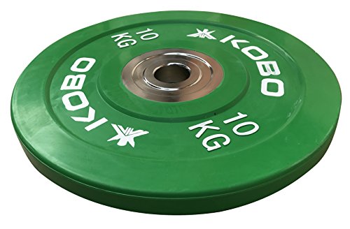 Image of Kobo 5 Kg (51 mm) Bumper Plates Competition Level Olympic Barbell Bar Weight Plate with Machined Steel Collar Elite (Imported) - Sold in Pairs