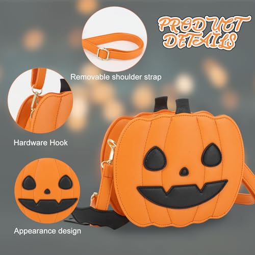 GOKTOW Novelty Pumpkin Purse,Halloween Pumpkin Crossbody Bag,Horror Halloween Funny Purses Handbags3