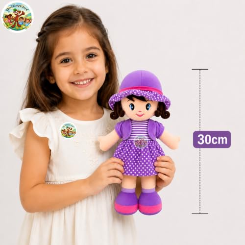 Image of Chi-Chimpu Toyss Purple Curly Doll 30cm | Soft Plush Doll for Girls