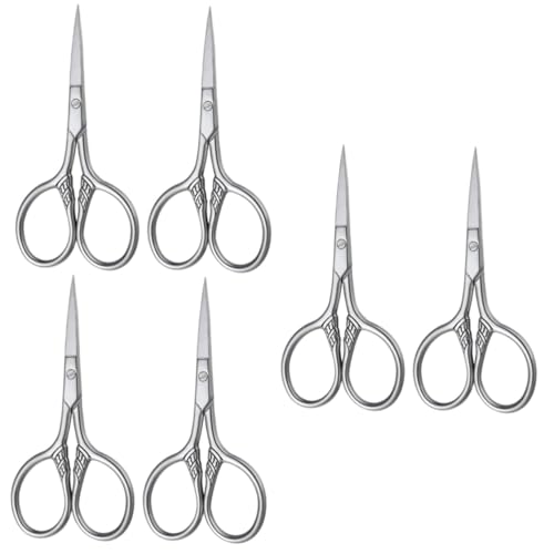 HAPINARY 6個 ひげばさみ ネックマスク ひげはさみ メンズひげ 男性用ひげバリカン 男性用鼻毛バリカン 眉はさみ 口ひげ ひげトリミングはさみ 髭剃りはさみ