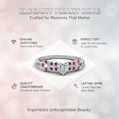 Image of Choose Your Gemstone Beautiful XO Design Diamond CZ Ring 925 Sterling Silver Heart Shape Side Stone Engagement Rings Lightweight Office Wear Everyday Gift Jewelry US Size 4 to 12