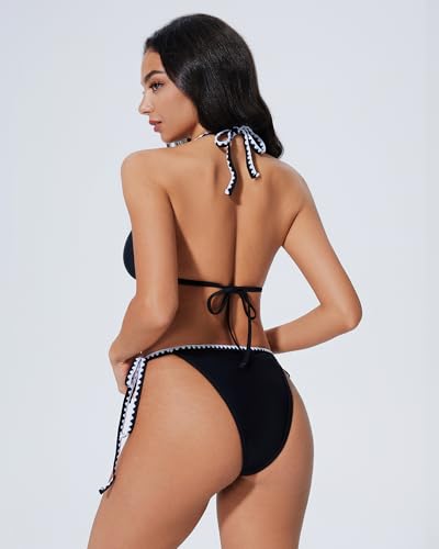 SUUKSESS Women Cheeky Halter String Bikini Sets Sexy Triangle Two Piece Swimsuit2