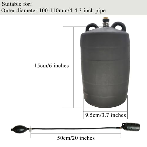Image of Sewer Test Plug - Inflatable Pipe Plug Balloon, Self-contained Hand Inflatable (4 inches)