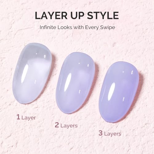 Image of MelodySusie Jeweliver Gel Nail Polish, 0.5Fl Oz Light Purple Jelly Gel Polish Sheer Translucent Nude Soak Off UV LED Light Cure Spring Summer Colors Manicure Nail Art DIY at Home JM02