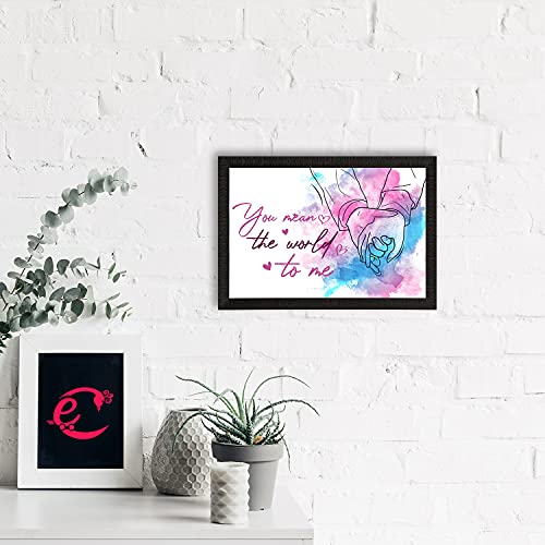 Image of eCraftIndia inchYou Mean The World To Me Love Quote Painting Digital Printed Wall Art For Bedroom, And Home Decor - Romantic Gift Idea For Couples And Anniversary Celebrations