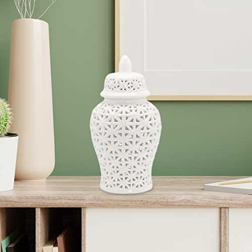 Pot à Gingembre Blanc en Céramique - Vase Rétro Peint à la Main pour Table