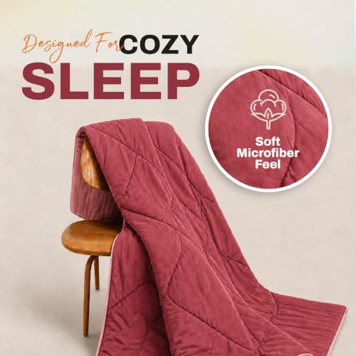 Image of DECORUM Reversible Comforter Double Bed 250 GSM | Rosewood Pink & Blush Pink | Ultra Soft Microfiber Quilt | Lightweight All Season Comforter | (228 X 223 CM)