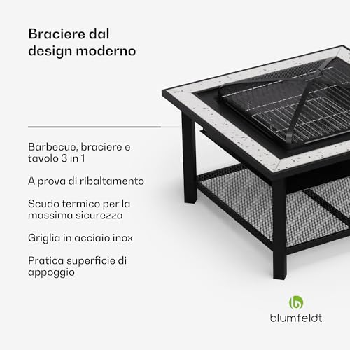Blumfeldt Merano Avanzato - Braciere 3 in 1 con funzione grill, utilizzabile come tavolo, 87 x 87 cm - 2
