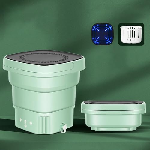 バケツ洗濯機、下着洗濯機、ミニ洗濯洗濯機、携帯洗濯機、折りたたみ式洗濯機と乾燥機の組み合わせ、下着、靴下、小さな衣類の洗濯用、寝室や寮に適しています(Green)