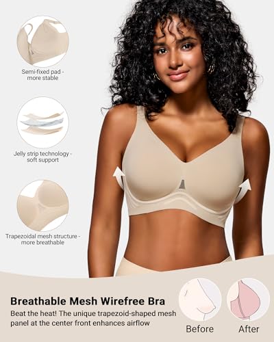 Comfortable Wireless Everyday Bras for Women Seamless Full Coverage T-Shirt Bra Breathable Support Brassiere2