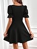 GORGLITTER Women's Square Neck A Line Mini Dress Puff Short Sleeve Plain Elegant Casual Skater Dresses Plain Black XX-Large #1