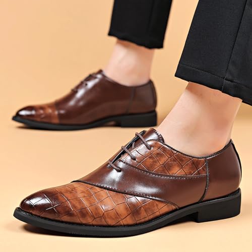 Mens Low Heel Derby Oxfords Shoes for Men, Pointed Toe Lace-up Business Comfortable Chunky Heel Soft Bottom Dress Shoes Casual Work Office Formal Derby Shoes2