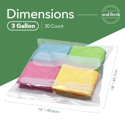 3 Gallon Large Plastic Storage Bags – 16" x 18" (30 Count) – Reusuable XXL Extra Large Heavy Duty Clear Jumbo Freezer Zip Lock Bags with Sealable Zipper Top For Clothes, Travel, Moving