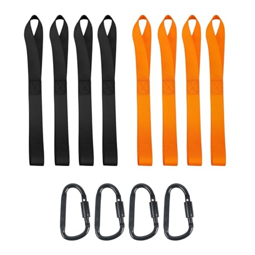 8 Boucles d’Arrimage 405x35 mm avec 4 Mousquetons à Vis, Sangles de Fixation Moto 1000 kg, Boucles de Sangle pour Moto, Voiture, Camping