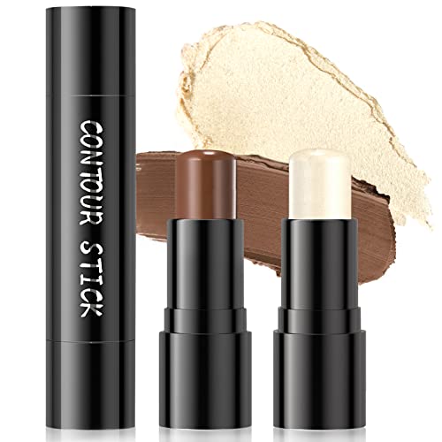 Hosaily Dual-Ended Highlighter Contour Stick 2 In 1 Cream Contour & Highlighter Bronzer Stick Waterproof And Long Lasting Contour Wand Non-Greasy Face Contouring Pen For All Skin Tone(03#) #TOP5