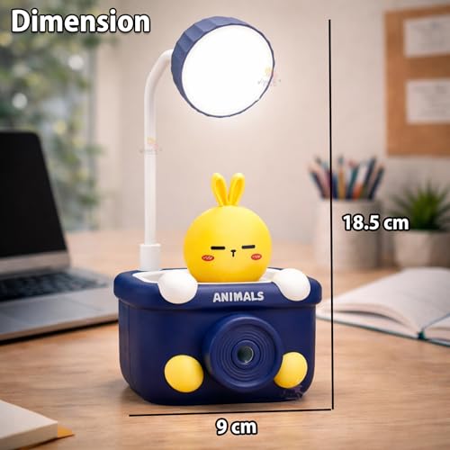 Image of WISHKEY 3 in 1 Night Lamp USB Chargeable Light for Bedroom, Night Lamp for Kids with Pencil Sharpener & Pen Holder Stand Girls & Boys, Plastic Design for Child's Room Blue