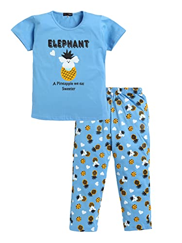 Image of Girls Set of Cotton CartoonPrinted Tshirt Pajama Regular Fit
